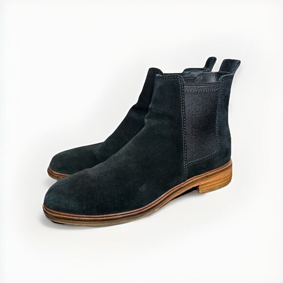 Clarks Clarkdale Arlo Chelsea Black Suede Slip On Ankle‎ Boots Booties Women's 8 - Picture 1 of 10